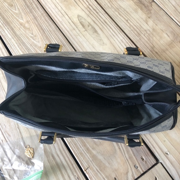 Gucci Navy Microguccissima satchel bag 1980s VTG - Picture 9 of 16